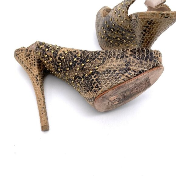 Ziginy Snakeskin gold Studded Sling Back Heels "URGENT"  8.5 - Picture 6 of 8